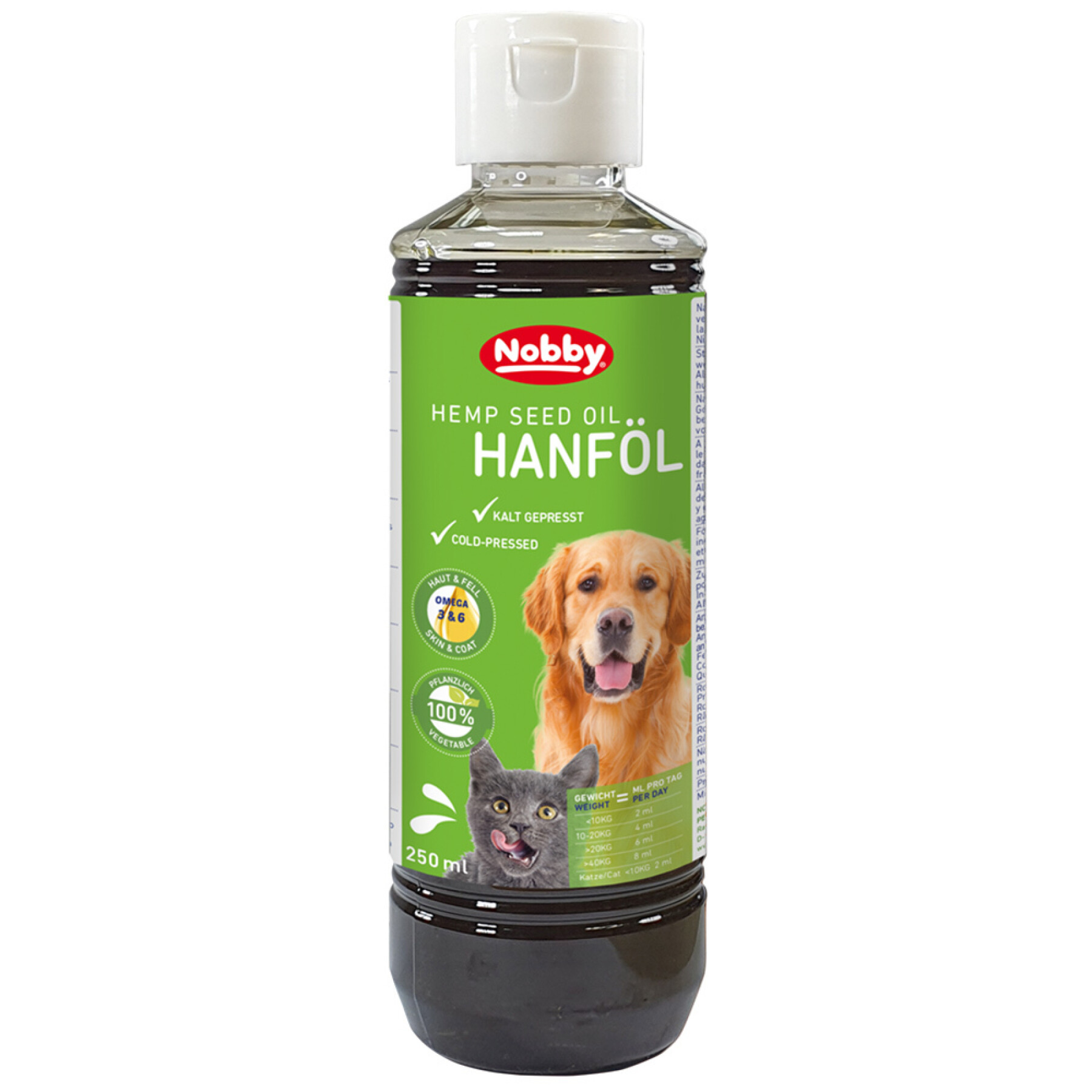 Complemento alimenticio para perros y gatos - aceite de semillas de cáñamo Nobby Pet