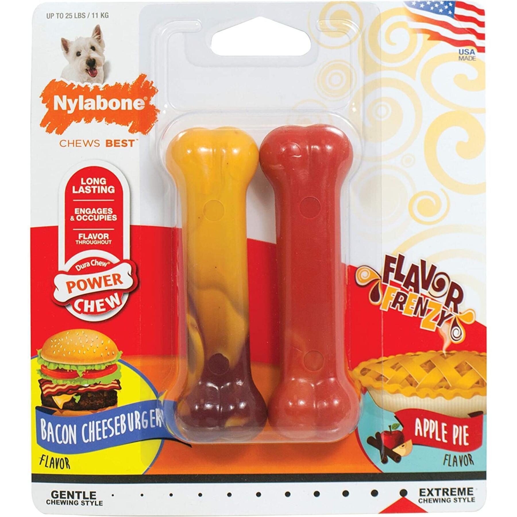 Set de 2 juguetes para perro Nylabone Extreme Chew - Cheeseburger And Apple Flavour S