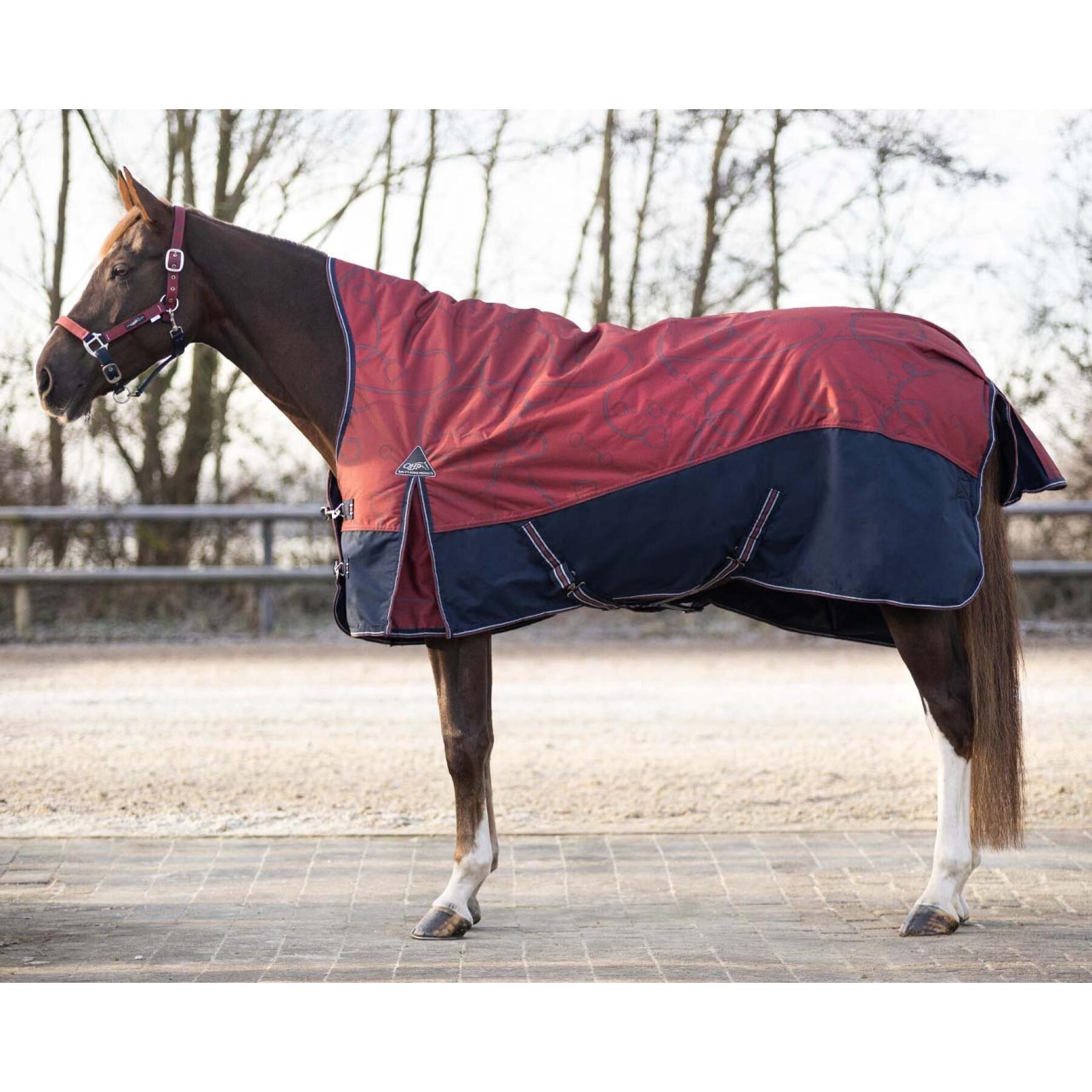 Manta de exterior para caballos con medio cuello QHP Collection 150gr