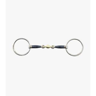Bocado de hierro azul de 2 anillas con rombo de aleación para caballos Premier Equine Sweet Iron
